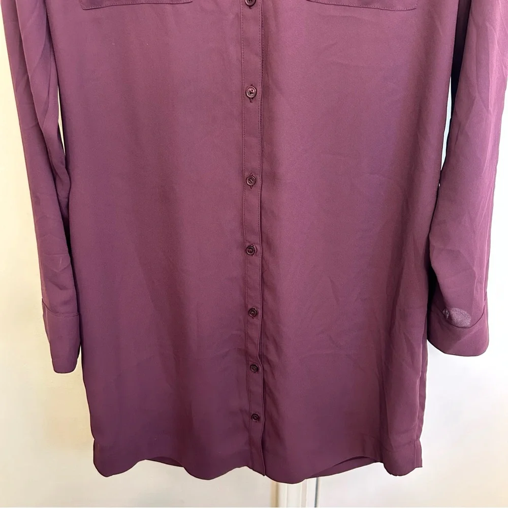 Express Burgundy The Portofino Shirt Dress Workwear Office Size Small Buttons - Picture 3 of 8